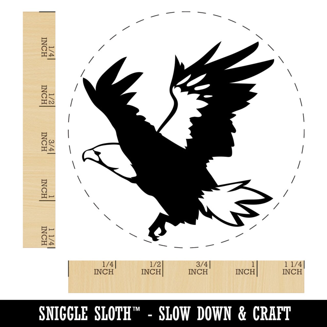 Patriotic American Bald Eagle Flying Rubber Stamp for Stamping Crafting Planners